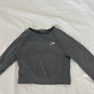 Gymshark Grey Cropped Long Sleeve Athletic Top